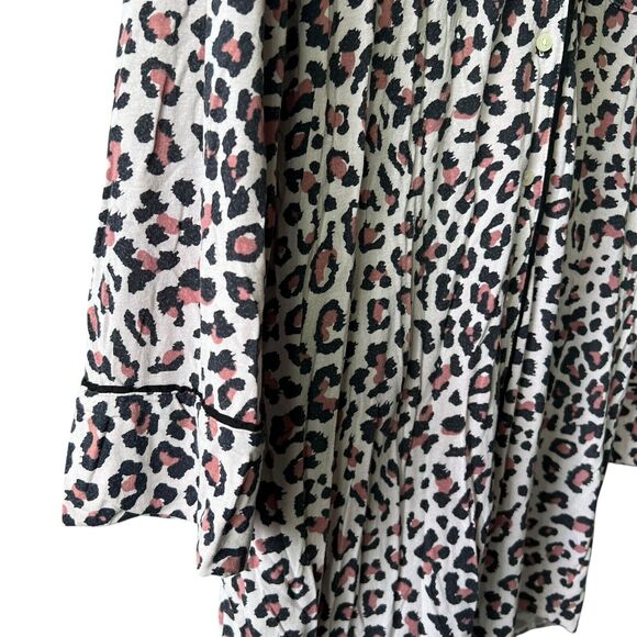 Victoria's Secret Heavenly Gown Pajama Shirt Dress Cheetah Print Button Up Sz M - Picture 3 of 12